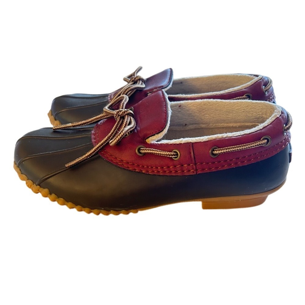 JBU by Jambu Gwen Waterproof Duck Boots Women's 8M Navy Burgundy Faux Fur Lined‎